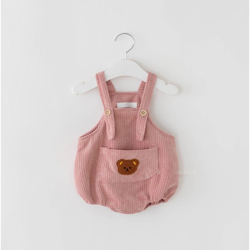 Newborn Carrier Baby Bear Embroidered Corduroy Short Climbing