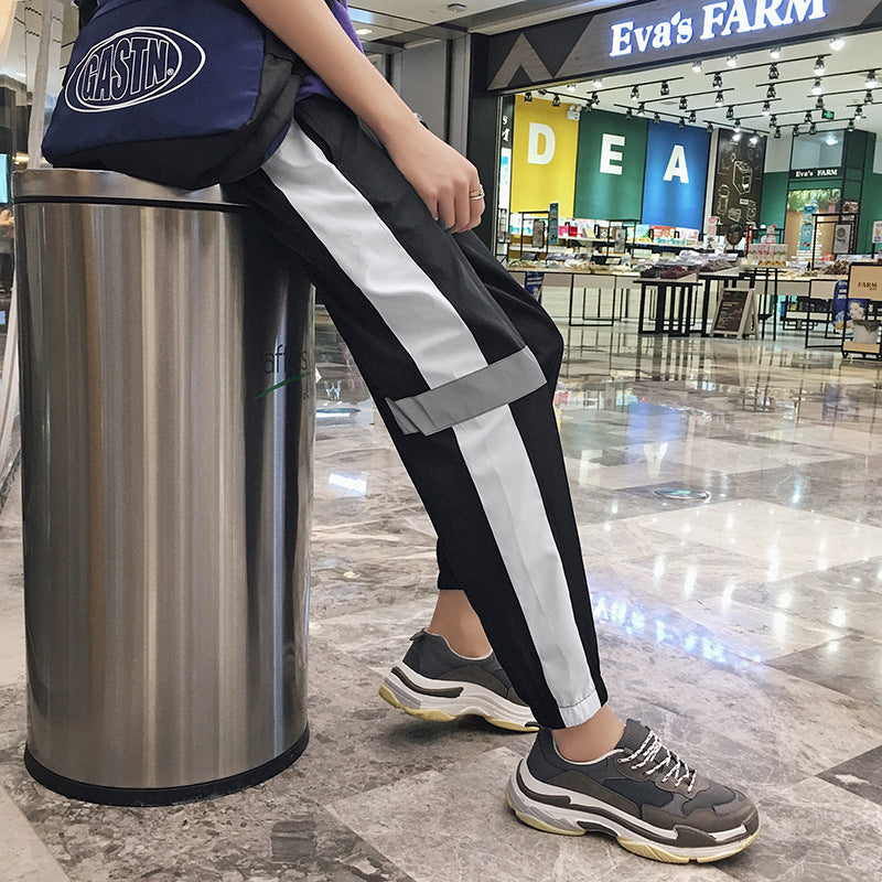 Wind Hip-hop Casual Pants Men Retro Loose Tide Male Reflective Couple Sweatpants