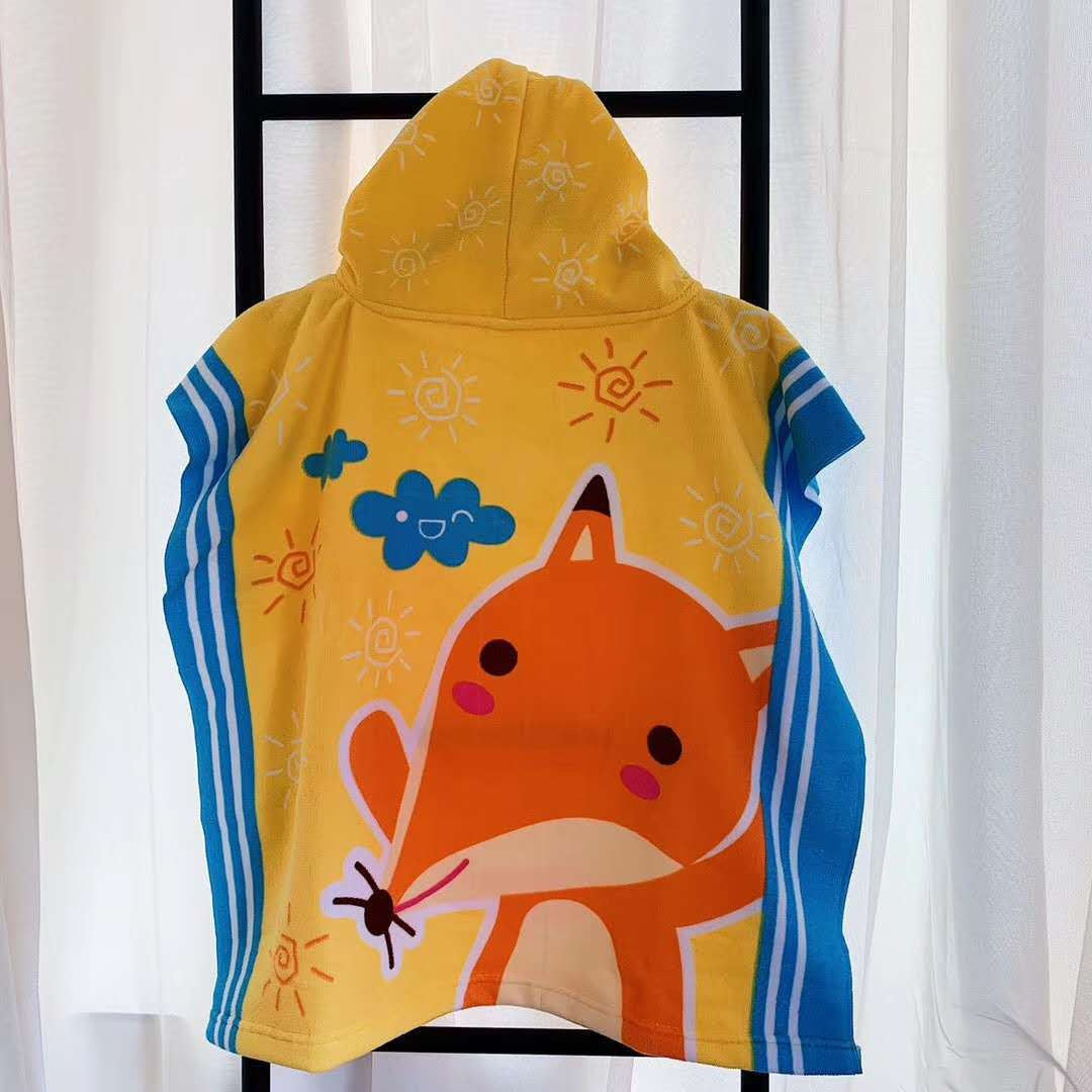 Hooded Bath Towel Microfiber Kids Quick Dry Absorbent Cape