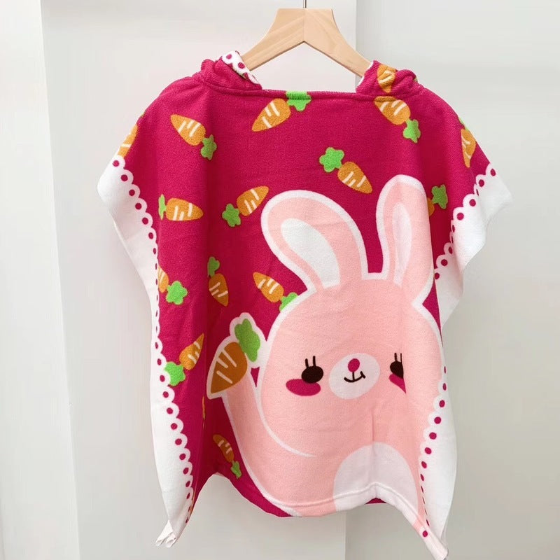 Hooded Bath Towel Microfiber Kids Quick Dry Absorbent Cape
