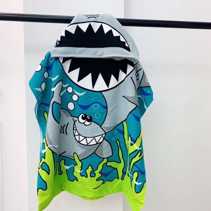Hooded Bath Towel Microfiber Kids Quick Dry Absorbent Cape