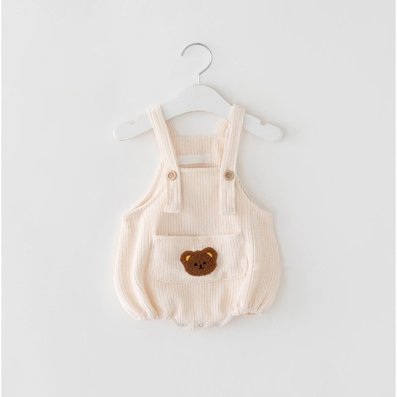 Newborn Carrier Baby Bear Embroidered Corduroy Short Climbing