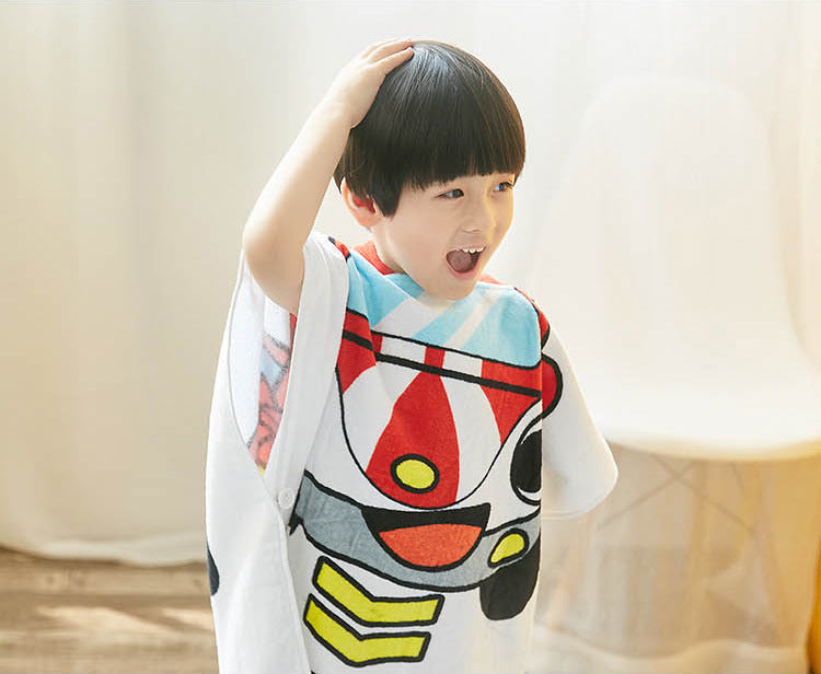 Hooded Bath Towel Microfiber Kids Quick Dry Absorbent Cape