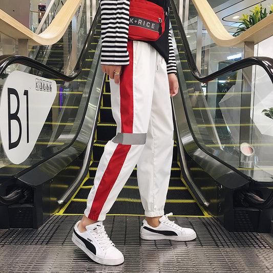 Wind Hip-hop Casual Pants Men Retro Loose Tide Male Reflective Couple Sweatpants