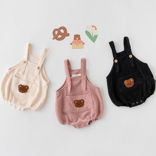 Newborn Carrier Baby Bear Embroidered Corduroy Short Climbing